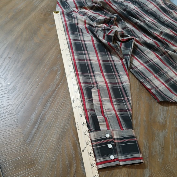 Ely Cattleman Shirt XLMen Pearl Snaps Western Cowboy Long Sleeves RedGray Plaid - Picture 13 of 15